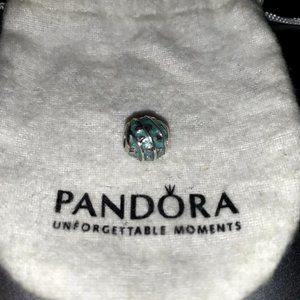 Authentic Pandora Silver Aqua Blue Teal Mint Enamel Vine Leaves Charm 925 ALE #4